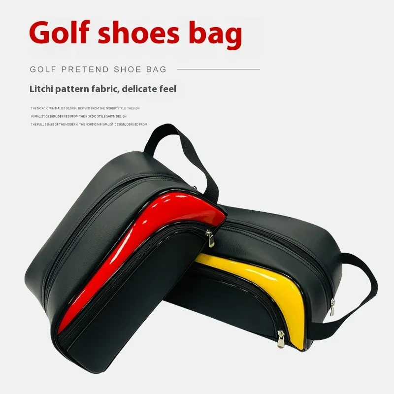 Portable Leather Golf Shoe Bag – Water-Resistant Zipper Case for Shoe Storage