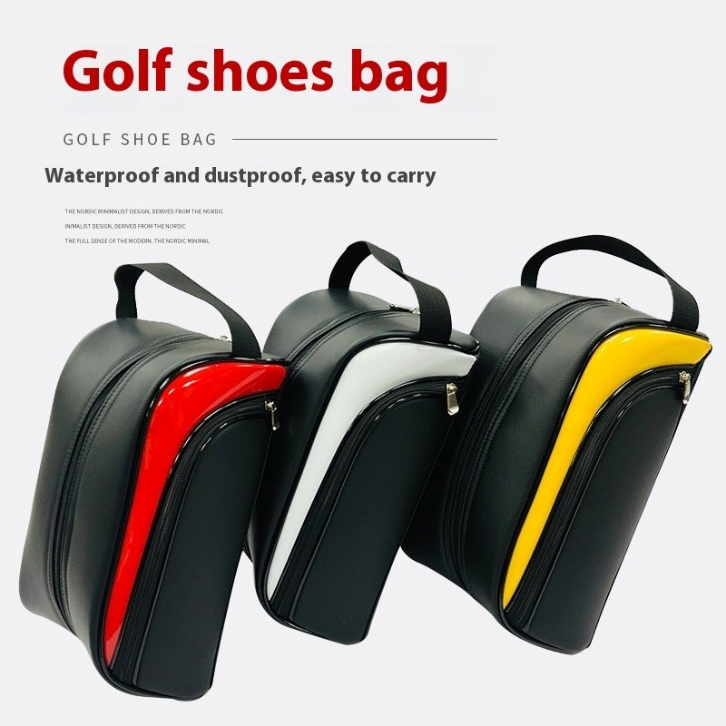 Portable Leather Golf Shoe Bag – Water-Resistant Zipper Case for Shoe Storage
