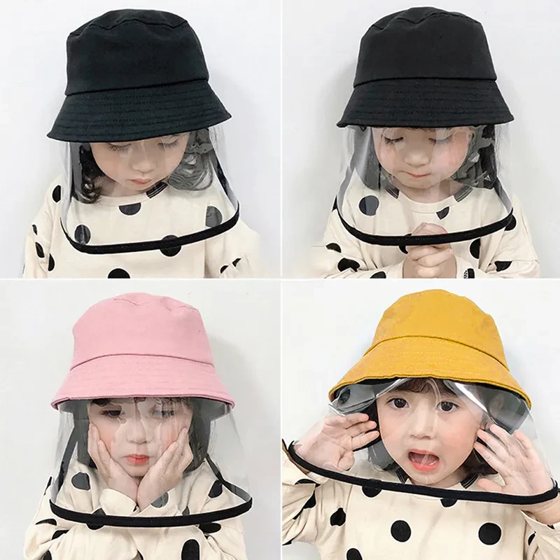 Anti-Spitting Protective Hat for Kids – Dustproof Transparent Face Shield Fisherman Cap for Boys & Girls