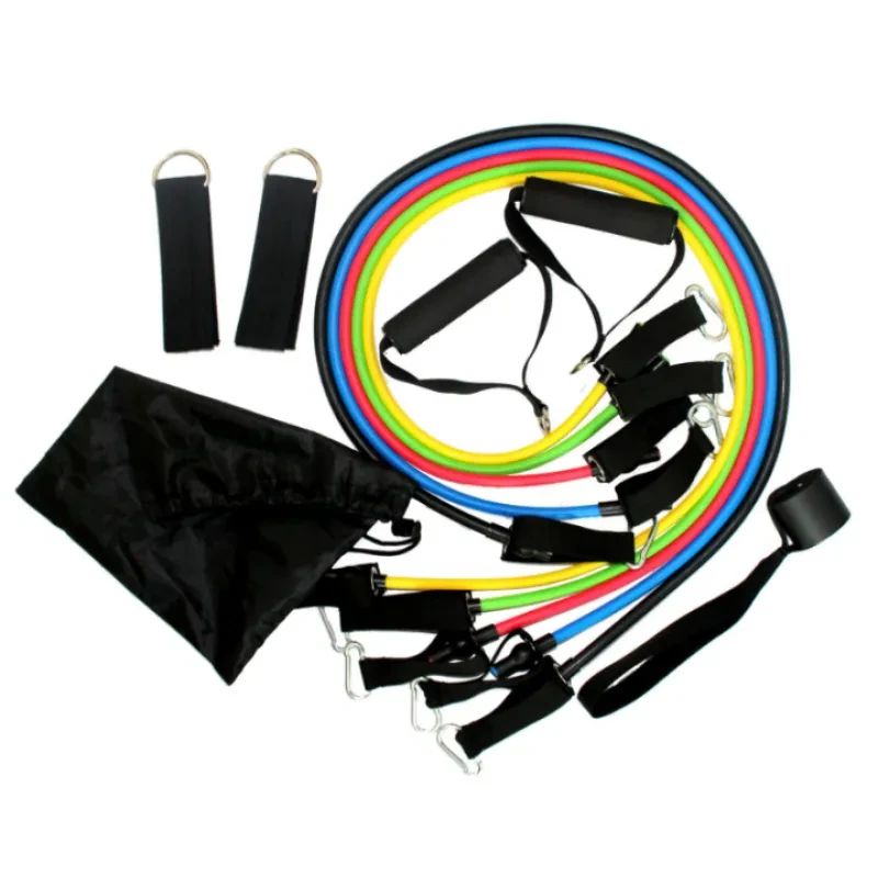 11-Piece Adjustable Resistance Bands Set – Full Body Fitness Workout Kit with Handles, Door Anchor, Foot Straps & Carry Bag