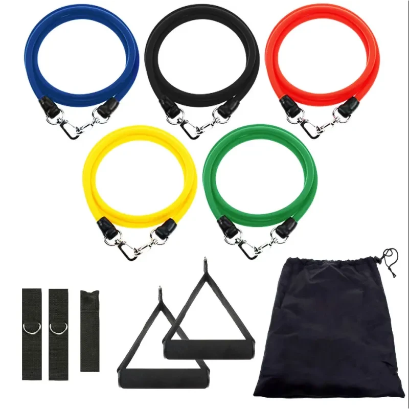 11-Piece Adjustable Resistance Bands Set – Full Body Fitness Workout Kit with Handles, Door Anchor, Foot Straps & Carry Bag