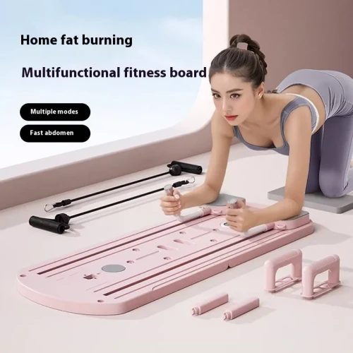 Pilates Board with Resistance Bands – Portable Full-Body Exercise Board for Home Gym, Yoga & Flexibility Training