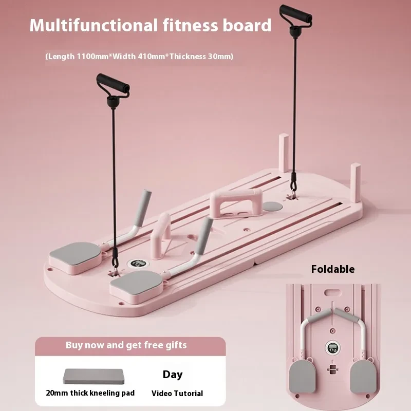 Pilates Board with Resistance Bands – Portable Full-Body Exercise Board for Home Gym, Yoga & Flexibility Training