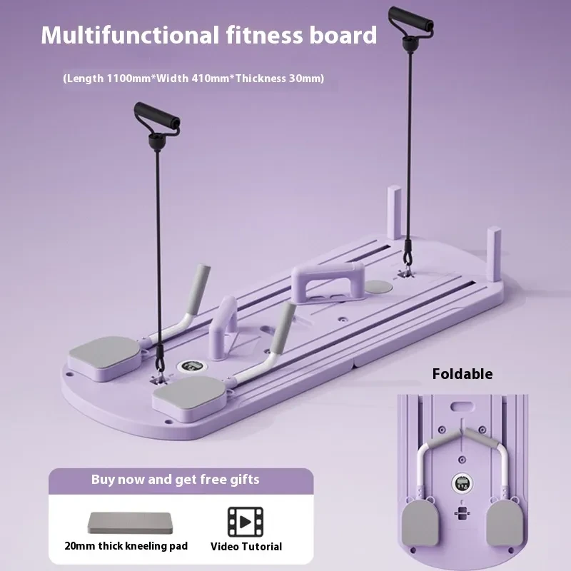 Pilates Board with Resistance Bands – Portable Full-Body Exercise Board for Home Gym, Yoga & Flexibility Training