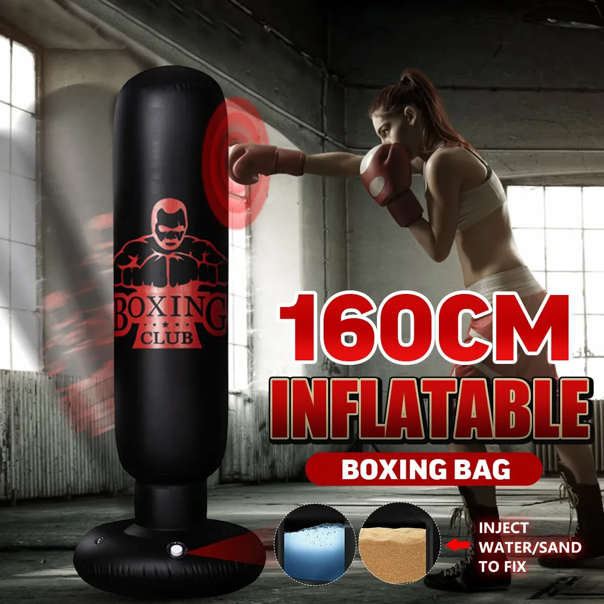 Free Standing Inflatable Boxing Punch Bag – PVC Kick Training Bag for Home Gym Fitness, Suitable for Adults & Kids