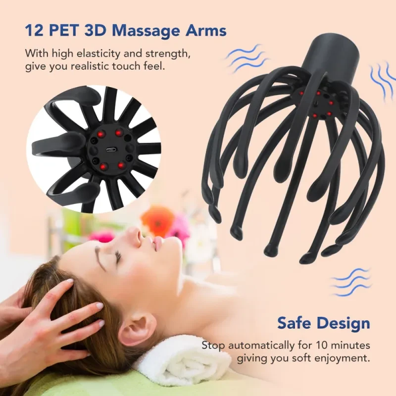 Octopus Electric Head Massage Tingler – Rechargeable Multi-Claw Vibrating Scalp Massager for Relaxation & Stress Relief