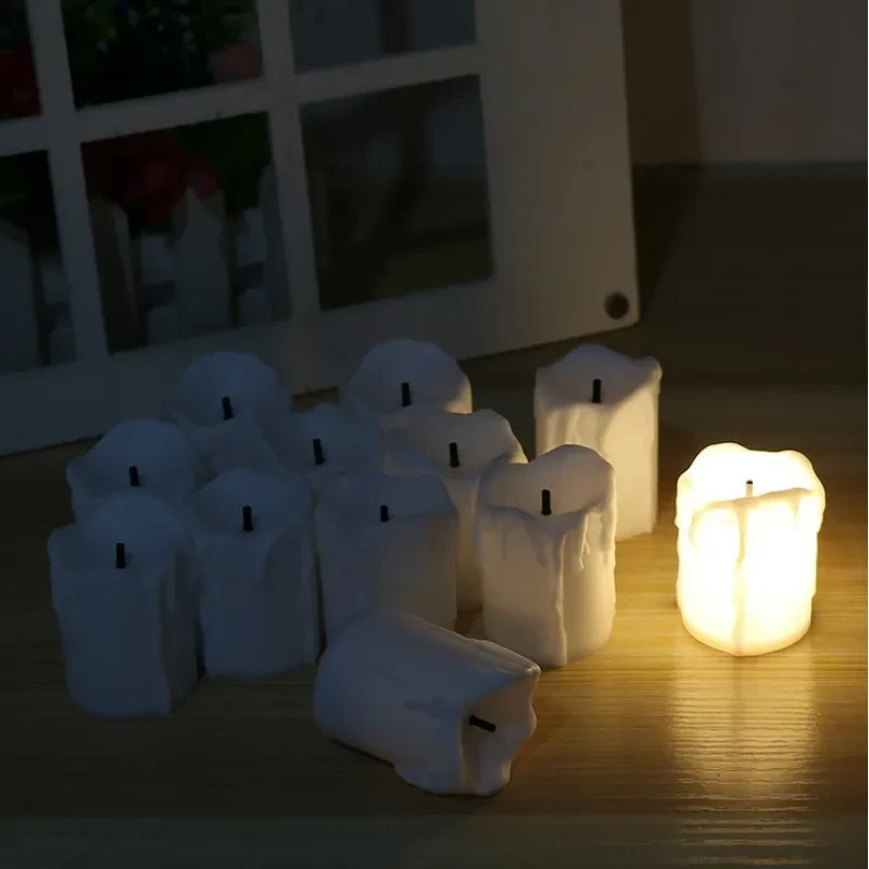 Flameless LED Tealight Candles – 12-Pack Waterproof Battery-Operated Dripping Candle Lights for Weddings & Events