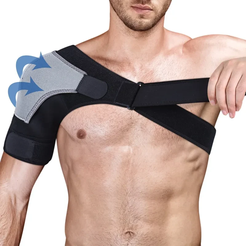 Adjustable Compression Shoulder Brace with Ice/Heat Pack Pocket – Support for Tendonitis, Sprains, Bursitis & Rotator Cuff Injury – Left & Right Shoulder