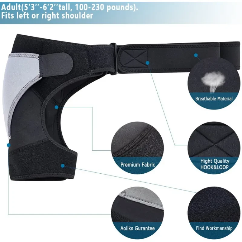 Adjustable Compression Shoulder Brace with Ice/Heat Pack Pocket – Support for Tendonitis, Sprains, Bursitis & Rotator Cuff Injury – Left & Right Shoulder