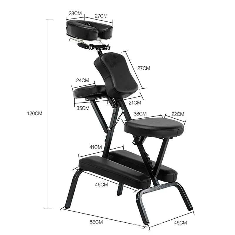 Portable Folding Tattoo & Massage Chair – Adjustable Wooden Steel Chair with PVC Leather & Storage Bag