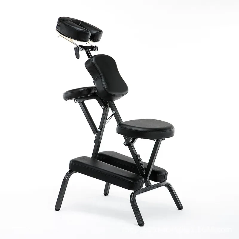 Portable Folding Tattoo & Massage Chair – Adjustable Wooden Steel Chair with PVC Leather & Storage Bag