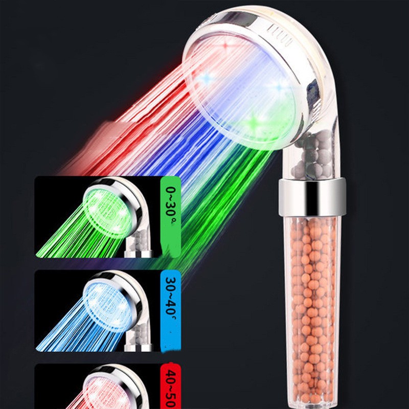 LED Colour Changing Handheld Shower Head with Temperature Control & Built-in Filter – Modern ABS Nozzle
