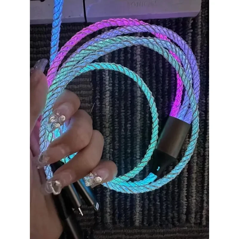 RGB One-Drag-Three Illuminating 3-in-1 Fast Charging Data Cable