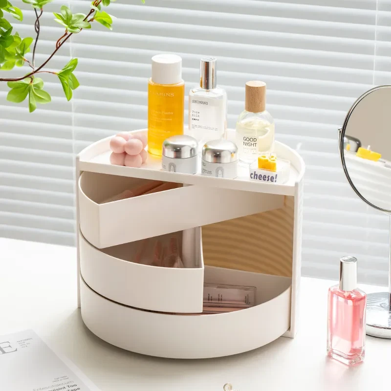 Multifunctional Rotatable Dressing Table Organizer – 360° Rotating Cosmetic Storage Box