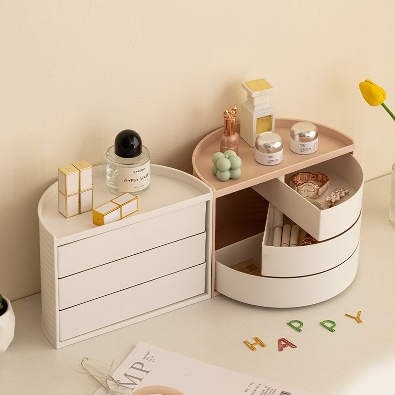 Multifunctional Rotatable Dressing Table Organizer – 360° Rotating Cosmetic Storage Box