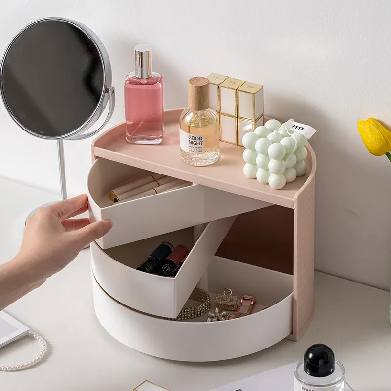 Multifunctional Rotatable Dressing Table Organizer – 360° Rotating Cosmetic Storage Box