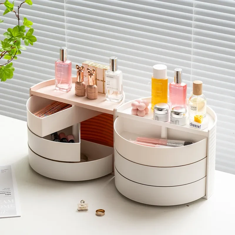 Multifunctional Rotatable Dressing Table Organizer – 360° Rotating Cosmetic Storage Box