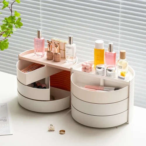 Multifunctional Rotatable Dressing Table Organizer – 360° Rotating Cosmetic Storage Box