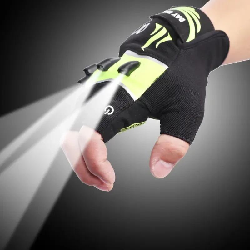 Fingerless Outdoor Sports Bike Lighting Gloves – Non-Slip Half Finger Cycling Gloves for Men & Women