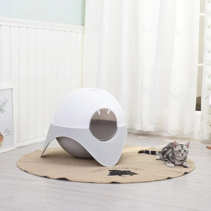 Fully Enclosed Cat Litter Box – Large UFO Space Capsule Cat Toilet with Odour Control