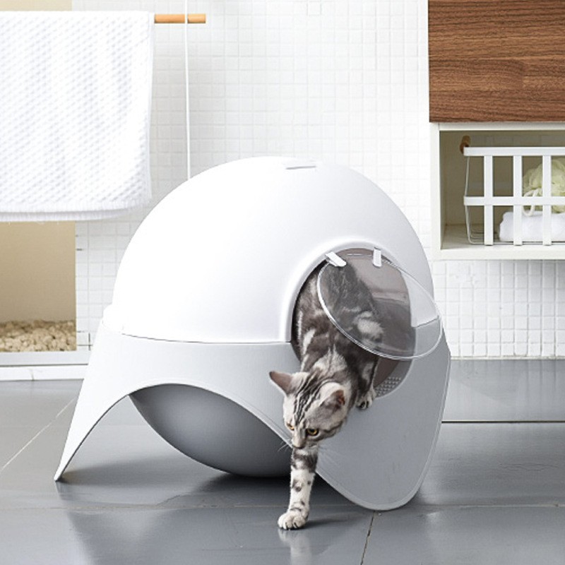 Fully Enclosed Cat Litter Box – Large UFO Space Capsule Cat Toilet with Odour Control