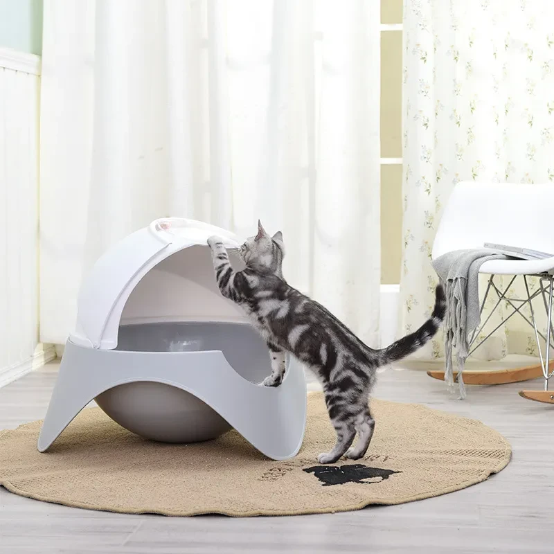 Fully Enclosed Cat Litter Box – Large UFO Space Capsule Cat Toilet with Odour Control