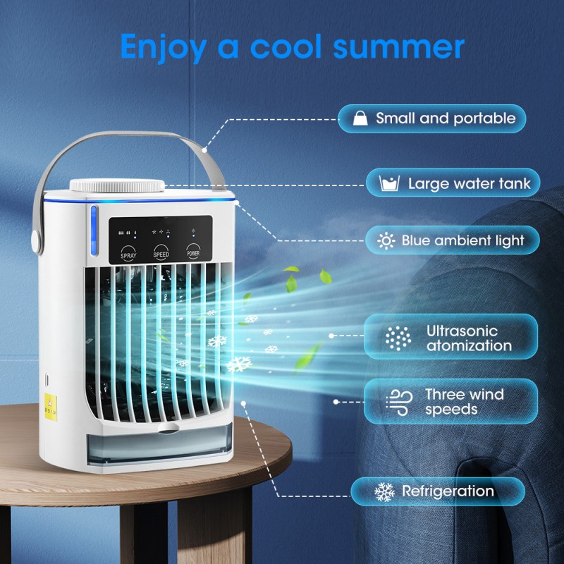 Portable Mini Air Conditioner – USB Air Cooler & Humidifier with 3-Speed Cooling Fan for Home & Office