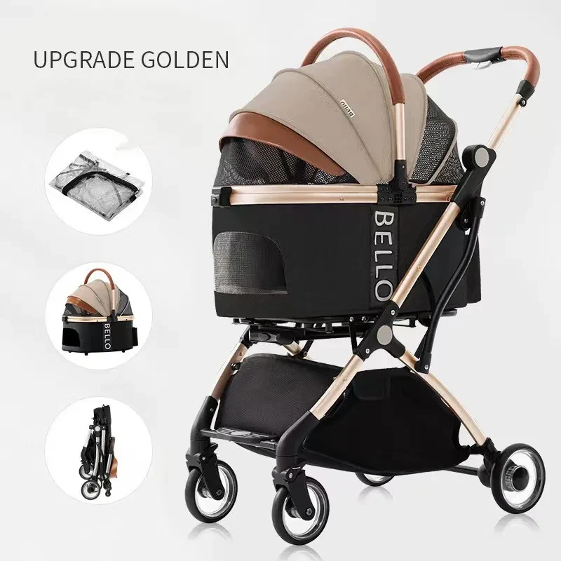 Dog Walking Pet Stroller – Four-Wheel Folding Pet Cart