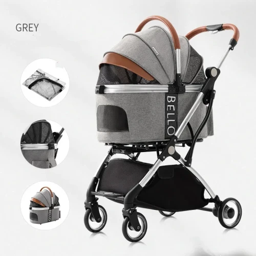Dog Walking Pet Stroller – Four-Wheel Folding Pet Cart